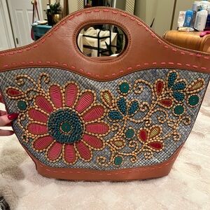 Isabella Fiore Beaded Raffia Tote